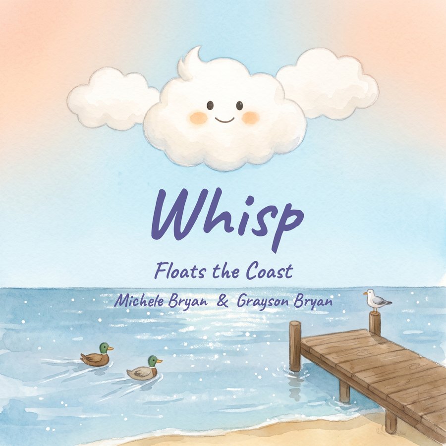 Whisp Floats the Coast — book two cover, Whisp over a sparkling sea